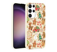 Phoona Noël Coque Étui Cover Case Housse pour Samsung Galaxy A26 5G 6.64 Pouces, Aesthetic Motif Flocons Noël et Biscuit Kaki, Compatible avec Téléphone Noir, Silicone Antichoc Beige Clair