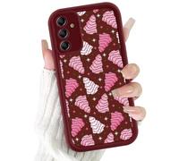 Phoona Noël Coque Étui Cover Case Housse pour Samsung Galaxy A54 5G 6.4", Ultra Fine Douce au Toucher Anti-Rayures Protège Objectif Anti-Poussière Motif Sapin Rose Aesthetic Antichoc Rouge