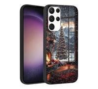 Phoona Noël Coque Étui Cover Compatible avec Samsung Galaxy A32 5G 6.5" Case,Housse Antichoc Anti-Rayures Anti-poussière Protège Objectif, Aesthetic Motif Paysage de Nuit Sapin Noël, Noir
