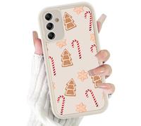 Phoona Noël Coque Étui Cover pour Samsung Galaxy A54 5G 6.4" Case Housse Antichoc Aesthetic avec Motif Canne Sucre et Biscuit, Protection Caméra, Blanc Crème Silicone Antichoc Protection
