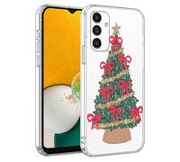 Phoona Noël Coque Étui pour Samsung Galaxy A54 5G 6.4" Cover Case Housse Protection Caméra Antichoc Anti-Rayures Anti-Poussière,Motif Arbre Noël avec Nœud Rouge Style Festif, Transparante