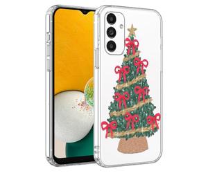 Phoona Noël Coque Étui pour Samsung Galaxy A54 5G 6.4" Cover Case Housse Protection Caméra Antichoc Anti-Rayures Anti-Poussière,Motif Arbre Noël avec Nœud Rouge Style Festif, Transparante