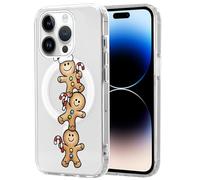 Phoona Noël Coque pour iPhone 11 Pro 5.8" Étui Magnétique Silicone,Compatible avec Magsafe Cover Transparente Anti-jaunissement Motif Anti-Rayures Protection Noel Case Fille,Pan d'gingembre