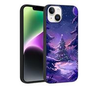 Phoona Noël Coque pour iPhone 8/SE 2022/7/SE 2020 4.7", Étui Cover Case Housse Aesthetic Motif Sapin Violet Ciel Nuit, Protection Anti-Choc Anti-Poussière pour Objectif, Noir pour Femmes Filles
