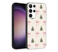 Phoona Noël pour Samsung Galaxy A26 5G 6.64" Coque Étui Cover Case Housse Aesthetic Motif Sapin Nœud Rose,Protection Antichoc Silicone, Noir Silicone Antichoc Protection pour Femmes Filles