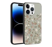Phoona Vintage Fleuris Coque pour iPhone 13 Mini 5.4",Étui Aesthetic Motif Dessin Durable Souple Silicone Housse Antichoc Anti-Rayures Camera Protection Cover Femmes Filles,Fleurs Blanches