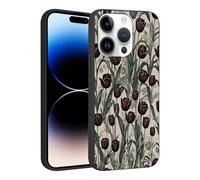 Phoona Vintage Fleuris Coque pour iPhone 13 Mini 5.4",Étui Aesthetic Motif Dessin Durable Souple Silicone Housse Antichoc Anti-Rayures Camera Protection Cover Femmes Filles,Tulipe Violette