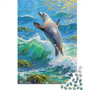 Phoque 1000 Pièces Puzzles pour Adultes,Paysage d'ondes Un Jeu De Dexérité Très Difficile Puzzle en Bois Jeu ÉduChatif avec des Défis Jeu ÉduChatif 1000pcs (75x50cm)