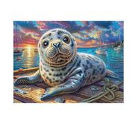 Phoque au Repos 500 Pièces Puzzle Expert Confirmé en Carton Rigide Haute Densité Rivage, Rocher et Surf Très Difficile Motif Complexe Décoration Murale Cadeau Premium 500 PCS