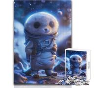 Phoque Cosmonaute dans l'espace - Puzzle de 1000 pièces pour Adolescents - Activité éducative et logique - Cadeau Unique et Plein de tendresse - Dimensions 50x75cm