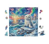 Phoque dans l'océan 100 Pièces Puzzle Adulte en Carton Haute Densité Facile pour Débutant Décoration Murale Passe-Temps Cadeau Anniversaire Petit Prix 28x28cm