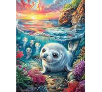 Phoque dans l'océan Tropical 500 Pièces Puzzle Collectionneur en Carton Haute Qualité Haute Difficulté Décoration Murale Oeuvre d'art Cadeau Noël Premium 500 PCS