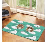 Phoque Mignon,Tapis d'alimentation pour Animaux de Compagnie, Sets de Table en Cuir PU pour Chats et Chiens,30x45cm