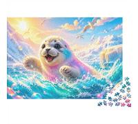 Phoque Océan Glace Puzzle, 500 Pièces pour Adultes Haute Qualité | 52x38cm Amateurs De Puzzles, Cadeau D'anniversaire, Carton, Apaisement De L'humeur, Ajustement Serré