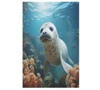Phoque Puzzles en Bois Adultes Et Adolescents 1000 Pieces Enfants Puzzle Décoration Mur Moderne Art Jouets Cadeau Intéressants 78×53cm