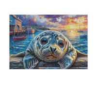 Phoque sur Le récif 300 Pieces Casse-tête Adulte en Carton Rigide sans Déformation Pinniped Rock Water Jeu De Société Famille Très Difficile Cadeau Noël Qualité Premium Pas Cher 300 PCS