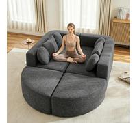 phosir Canapé-lit modulaire noir en chenille - avec fonction de couchage, sans montage, charge jusqu'à 150 kg, paysage de vie flexible