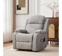 phosir Fauteuil de relaxation électrique pour personnes âgées avec aide à se lever - Massage - Vibration à 4 zones - Chaleur - Dossier et repose-pieds réglables - Rembourrage chenille - Gris