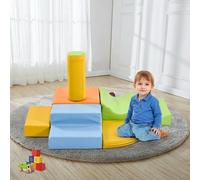phosir Lot de 6 blocs de construction en mousse souple avec demi-cylindre, triangle et vague - Éléments d'escalade imperméables et tunnel d'éveil - Convient à partir de 1 an