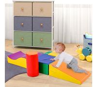 phosir Lot de 6 jouets de motricité en mousse avec demi-cylindre, triangle et vague - Blocs d'escalade imperméables et tunnel d'éveil pour les tout-petits à partir de 1 an