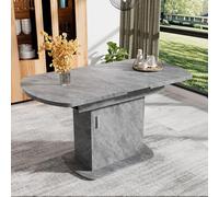 phosir Table à manger ovale extensible 110/130 cm avec espace de rangement, table de salle à manger moderne en gris/argent, table de cuisine pour cuisine, salle à manger, salon
