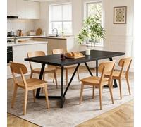 phosir Table à manger rectangulaire 180 x 80 cm, table de salle à manger pour 6 à 8 personnes, table de cuisine stable en MDF avec grain de bois noir, polyvalente comme table de conférence ou bureau