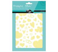 Phospho' Stick, Sach 2 pl 14,8x21cm, Coeurs - Jaune fluo