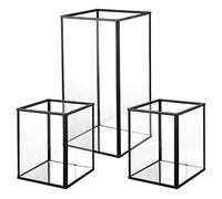 Phosphor Lot de 3 Petits bougeoirs Hurricane en Verre Noir pour Mariage, fête, Vacances.
