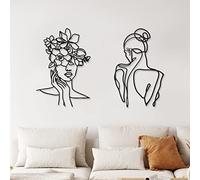 Photect 2 Arts Muraux Minimalistes Décoration Murale en Métal Décoration de Maison Abstraite Décoration de Chambre Décoration de Corps Féminin en Métal à Seule Ligne pour Salon (Style Classique)