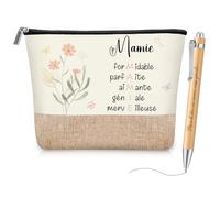 Photect 3 Cadeau de Mamie Trousse à Maquillage Marque Page Grand-Mère en Bois avec Pompons Stylo à Bille Cadeau pour Grand Mère Remerciement pour Anniversaire Noël Retraite Fete