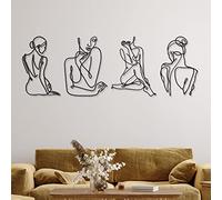 Photect 4 Pcs Décorations Murales en Métal Art Mural en Métal Noir Dessin au Trait Unique Femme Abstraite Minimaliste Sculptures Murales Modernes Femme Accents Décoratifs Suspendus pour Maison