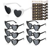 Photect 7 Sets Lunettes de Soleil en Forme de Cœur Bracelet de Mariée Bracelets Team Bride Lunettes de Mariée Lunettes de Demoiselle d'Honneur UV400 Lunettes de Soleil Rétro pour Mariage