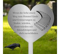 Photect Bouchon Funéraire Coeur en Métal avec Inscription Menschen, Die Wir Lieben, Bleiben für Immer, Denn Sie Hinterlassen Spuren in Unseren Herzen Décoration de Tombe en Forme de Cœur