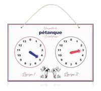 Photect Compteur de Score Pétanque 30 x 20 cm Compteur de Points Pétanque Accessoire Décoratif Intérieur Extérieur Plaque en Bois avec Aiguilles Pivotantes pour 2 Équipes Facile à Suspendre