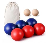 Photect Jeu de Pétanque en Bois Set de 6 Boules de Pétanque Colorées de 7 cm 2 Cochonnets de 3 cm 1 Sacoche de Transport en Toile pour Intérieur et en Plein Air Jeu de Lancer pour Jardin Toute Famille