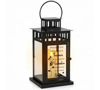 Photect Lanterne Funéraire en Acier Inoxydable aux Intempéries avec Gravure Lampe de Tombe pour Cimetière et Urne Cadeau de Deuil pour Souvenir (Bougie Non Incluse)(27x15x15cm,Träumen,Noir)