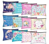 Photect Lot de 12 trousses de maquillage pour infirmière, trousse de survie, trousse de survie, cadeau d'infirmière, sac de voyage en toile pour infirmière, sac de voyage pour femme, infirmière,