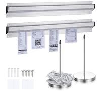 Photect Set de 4 Pcs Porte-Billets pour Restaurant Comprenant 2 Pointes de Support de Reçus Porte-Tickets en Acier Inoxydable et 2 Rails Coulissants en Aluminium pour Café Bar Cuisine