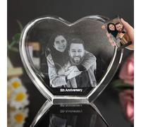 Photo 3D en cristal, cadre photo personnalisé en forme de coeur, gravé avec votre photo, cadeau personnalisé pour un anniversaire ou un mariage pour votre Famille, amis, collègues