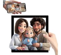 Photo 3D personnalisée de style dessin animé avec votre propre photo, cadre photo en bois personnalisé pour couple, mariage, anniversaire de famille, cadeau d'art mural, caricature (caricature)
