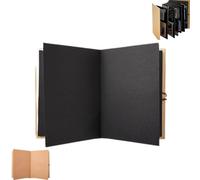Photo Accordion Scrapbook Album,Expandable Memory Book with DIY Kit,Vintage Kraft Paper Journal for Travel Stories & Family Keepsakes,An ideal gift for others (Black, S)