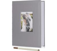 Photo Album 4x6 300 Photos with Writing Space Leather Cover Picture Book for Wedding Family Birthday Holiday (Gray)