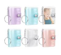Photo Album - Portable Collectible Vintage, Pocket Keychain Picture Holder, 6 Piece Set Capacity, Mini Photo Storage, Memory Keeping Supplies, Small Clear for Kids, Collectors, Daily Travel Accessory