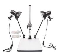 Photo Copy Stand Support de Copie avec 2xAmpoule E27 45W et Plaque de Déverrouillage Rapide pour DSLR Caméra Macro Shoot Vidéo, Reproduction Support Stand, Copy Light, Daylight Kit