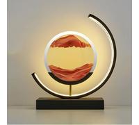 Photo d'art de sable en mouvement avec lumière, lumière d'art de sable 3 couleurs, lampe photo de sable ronde 3D, pour bureau, chambre à coucher, salon et bureau, BlackFrame-Red