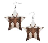 Photo de Brooklyn Bridge Boucles d'oreilles tendance pour femme, boucles d'oreilles pendantes célestes, bijoux en forme d'étoile pour un usage polyvalent, One Size, Cuir