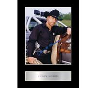 Photo de Chuck Norris avec autographe pré-imprimé n°1 - Affiche montée de 25x20 cm