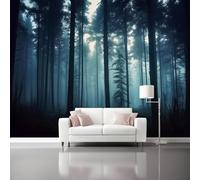 Photo de forêt mystérieuse - Décoration murale moderne en intissé effet 3D, idéale pour le salon, la chambre, la chambre d'enfant ou comme mur derrière la télévision. Dimensions : 250 cm x 175 cm.