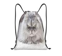 Photo De Portrait d'un Chat Persan Gris Duveteux Sac À Cordon Sacs À Cordon Unisexe Réglable Sac À Dos pour Piscine Cosmétiques Randonnée 36X42Cm