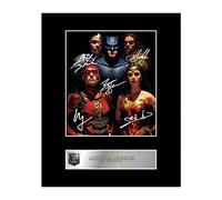 Photo dédicacée encadrée de Ben Affleck, Gal Gadot, Jason Momoa, Ezra Miller et Ray Fisher Justice League